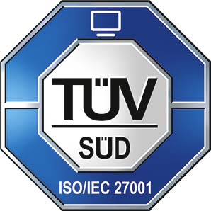 ISO 27001 certified by TÜV SÜD